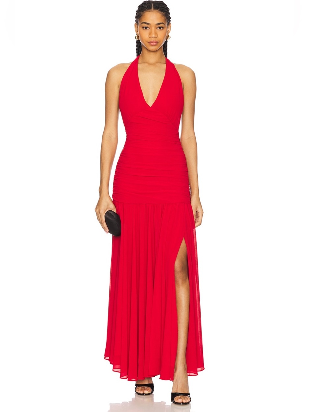 Bardot Mave Halter Neck Maxi Dress in Deep Red